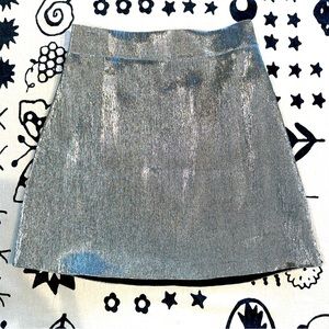 Silver metallic mini skirt size US 6